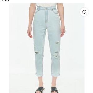 Vanilla Star Distressed Super Hi-Rise Tapered Mom Style Denim Jeans Size Large